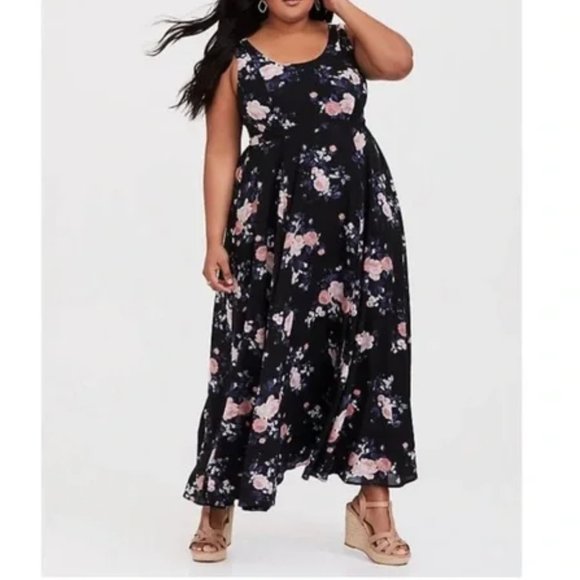 torrid Dresses & Skirts - Torrid Black Floral Georgette Maxi Dress l Plus Size 2 / 2X